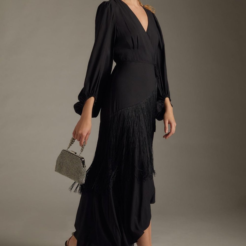 Anthropologie Hutch Fringe Wrap Dress